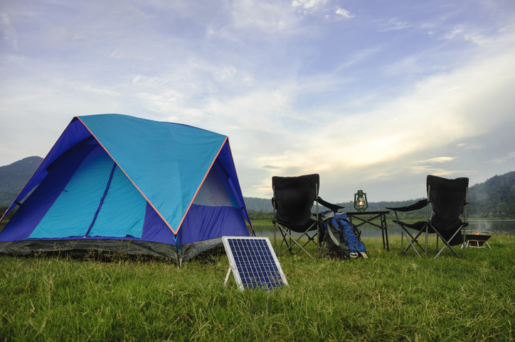 Nature's Power with Solar Cell Outdoors.